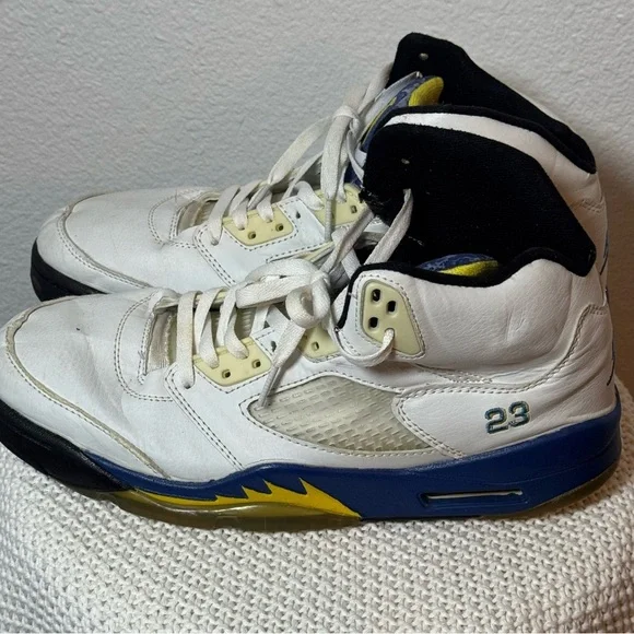 Nike air Jordan 5 retro White and Blue High-Top Sneakers 12